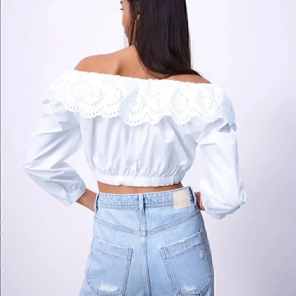 ZARA embroidered eyelet poplin top 1971/ 074